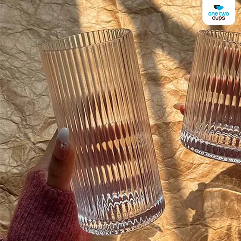 One Two Cups Gelas Kaca Aesthetic Kopi Teh Simple Stripe Glass 370ml - IN-34 Gambar produk One Two Cups Gelas Kaca Aesthetic Kopi Teh Simple Stripe Glass 370ml - IN-34