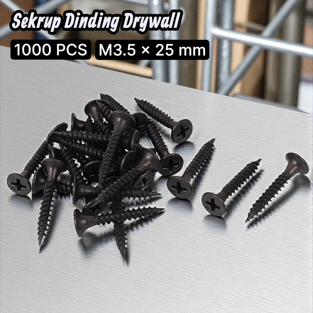 Gambar produk Pascool Baut Sekrup Dinding Wall Drywall Gypsum Screw 1000 PCS M3.5x25mm - GZ247