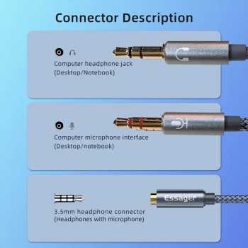 Gambar produk ESSAGER Splitter Audio Jack 3.5mm Female to Dual Male Headphone - EYPS35-TLB0G