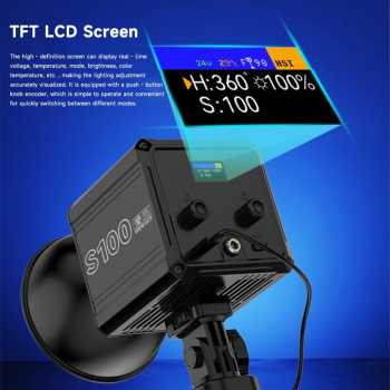 Gambar produk LIYADI Lampu Studio Fotografi COB LED RGBW 24 Mode TFT Display 100W - S100 PRO