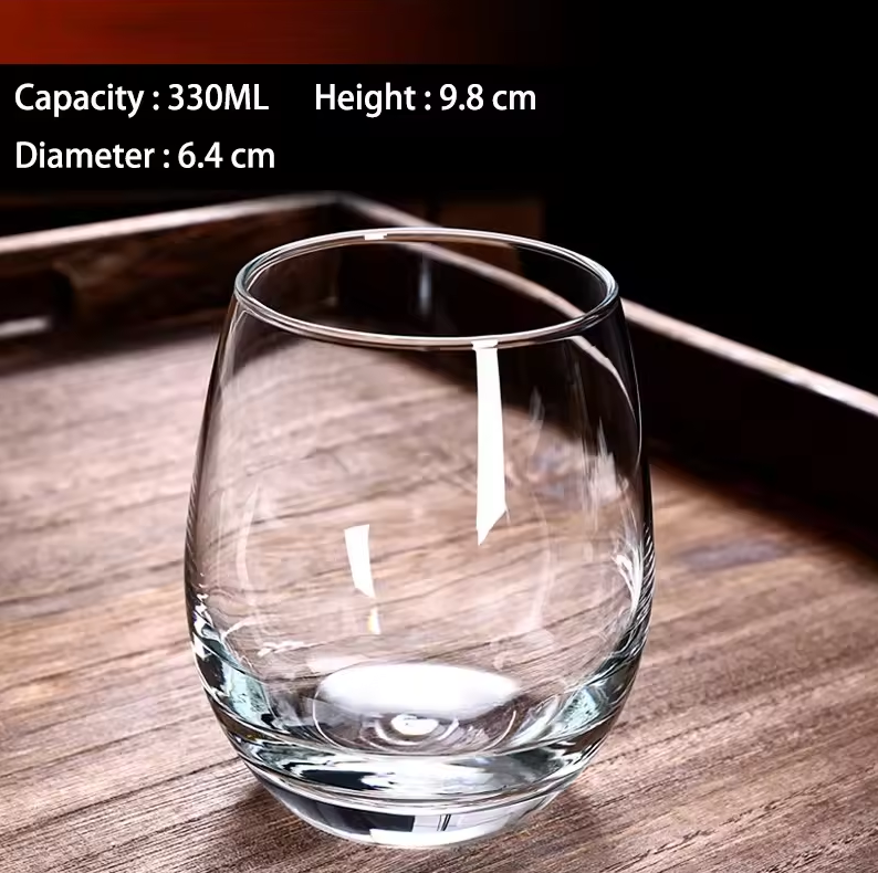 Gambar produk Senno Gelas Kaca Bentuk Oval Glass Water Tea Coffee Drinking Kitchen 330ml - SN503