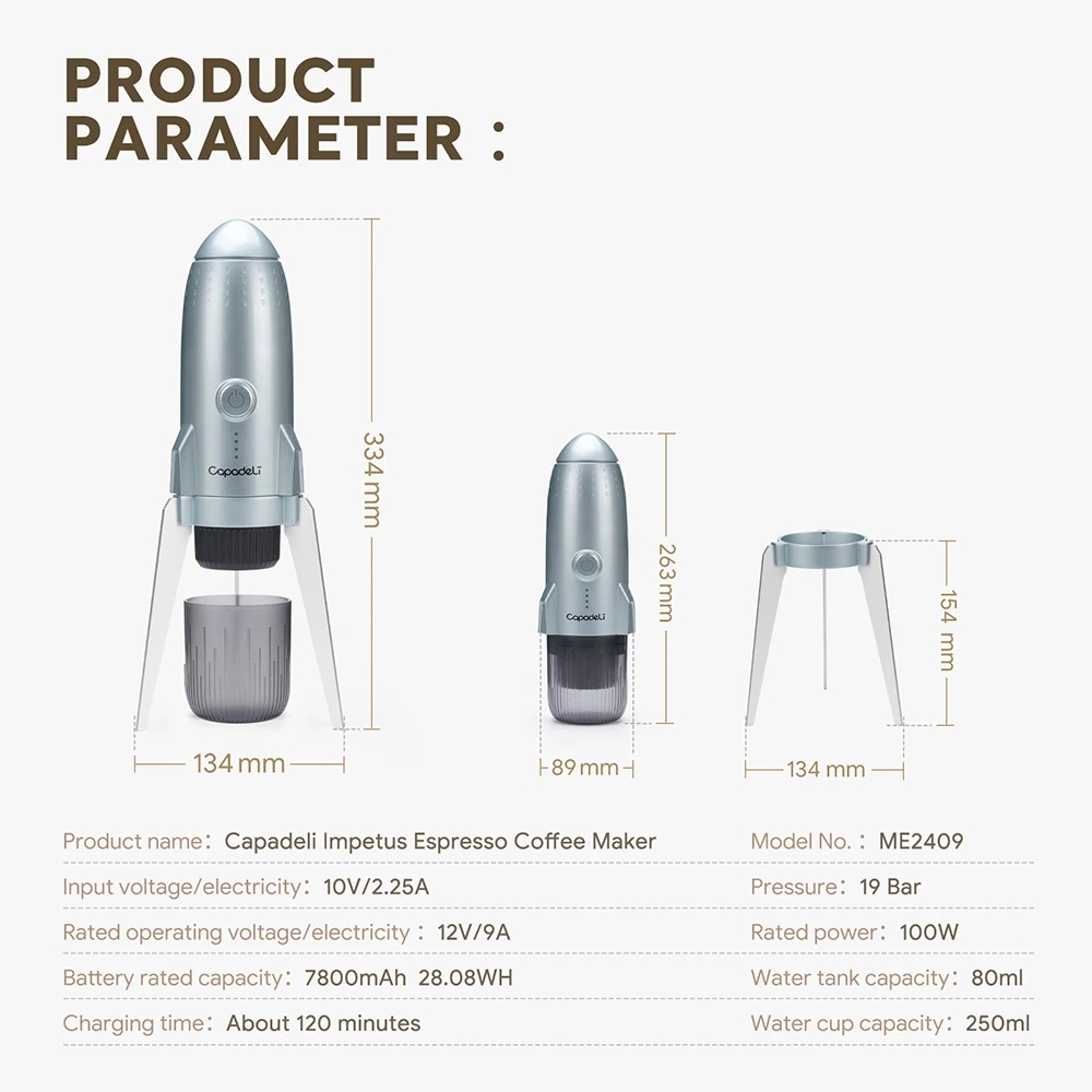 Gambar produk iCafilas Capadeli Nanopresso Coffee Maker Portable 3in1 7800mAh 19 Bar - ME2409