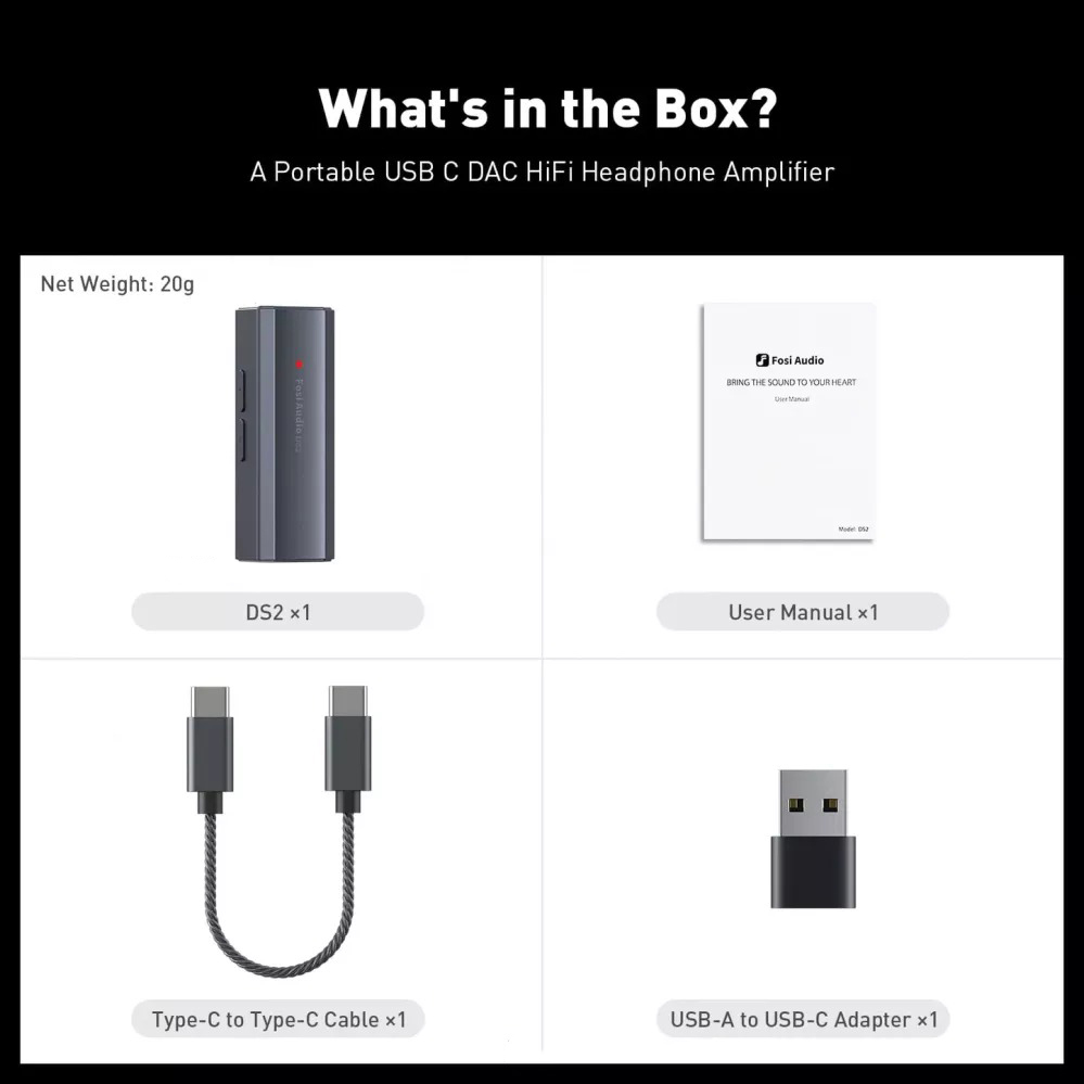 Gambar produk Fosi Audio Mini USB DAC Amplifier Headphone Output Splitter 3.5mm/4mm - DS2