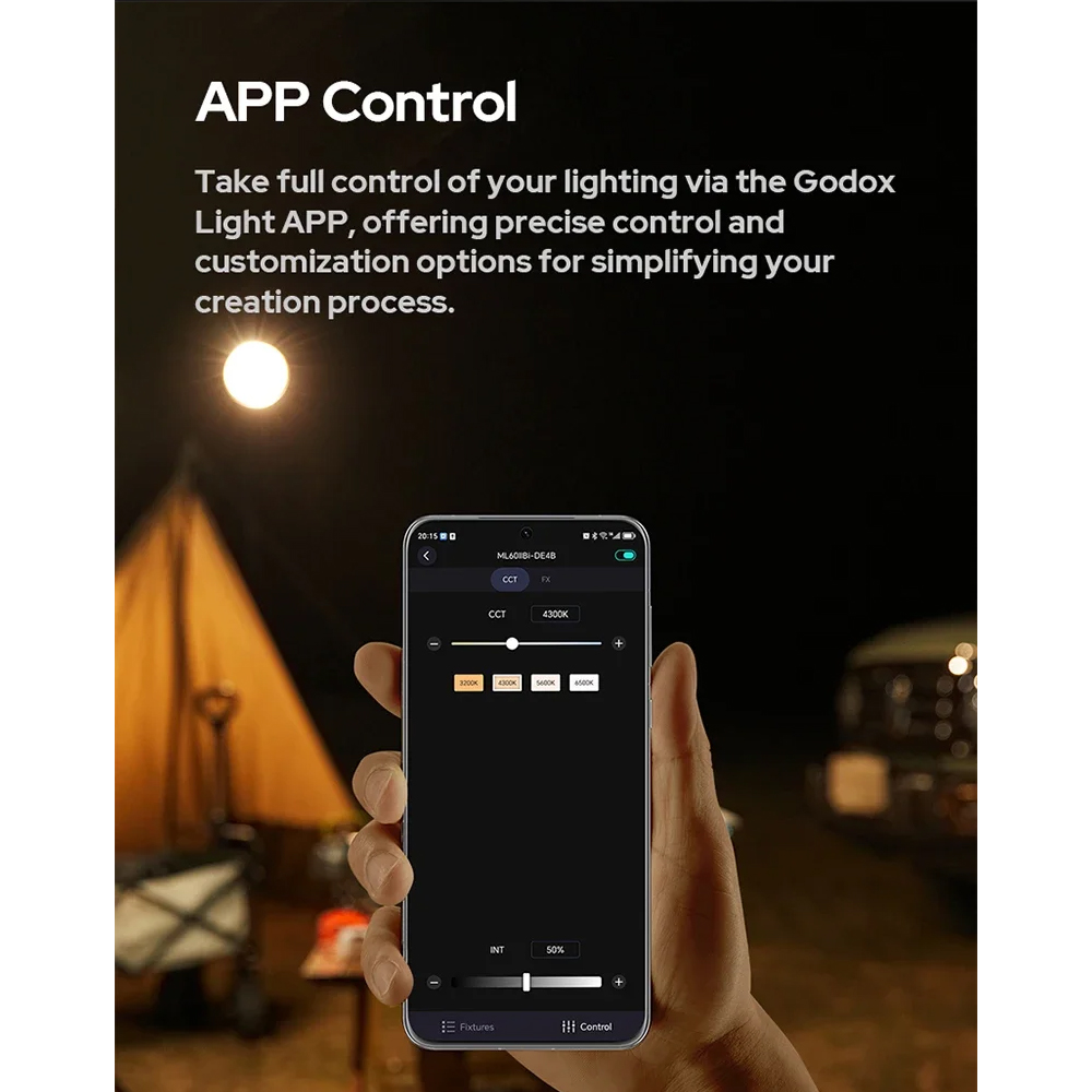 Gambar produk Godox Lampu Studio LED Fill Light Bluetooth Control 2800-6500K 70W - ML60IIBI