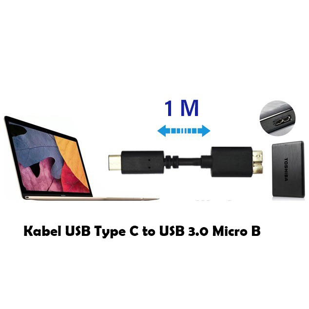 Gambar produk ROBOTSKY Kabel USB Type C to USB 3.0 Micro B HDD Data Cable 1M - SGC10