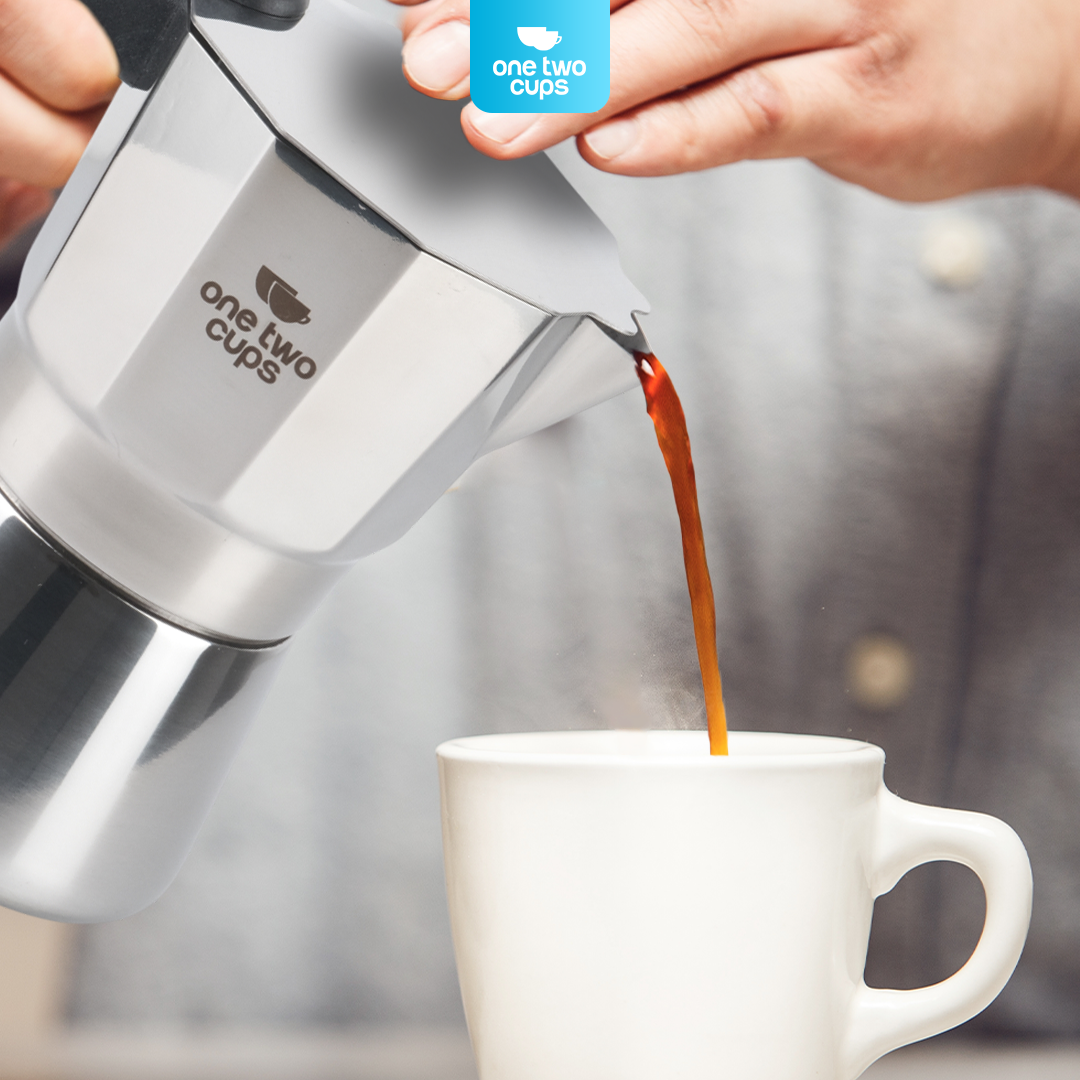 One Two Cups Moka Pot Italian Espresso Coffee Maker Stainless Steel 300ml - W-767 Gambar produk One Two Cups Moka Pot Italian Espresso Coffee Maker Stainless Steel 300ml - W-767