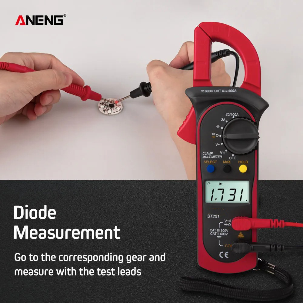 Gambar produk ANENG Digital Multimeter Tang Ampere Voltage NCV Tester Clamp 600V - ST201