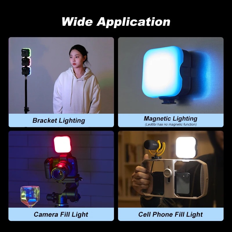 Gambar produk Godox Lampu Fill Light LED Magnetic RGBW 3200-6500K 1800mAh 6W - LED6R