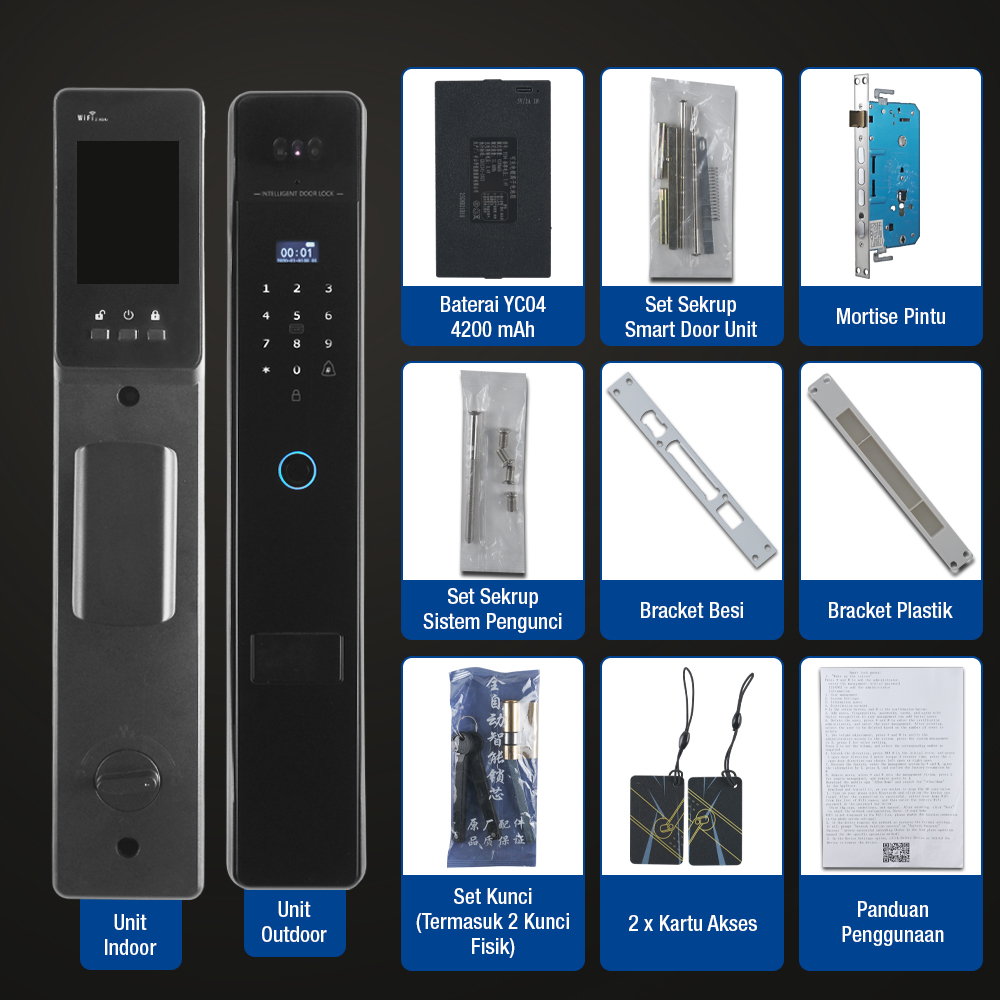 KAILILAI Smart Door Lock Fingerprint Face Recognition Password iCSee - B90 Gambar produk KAILILAI Smart Door Lock Fingerprint Face Recognition Password iCSee - B90