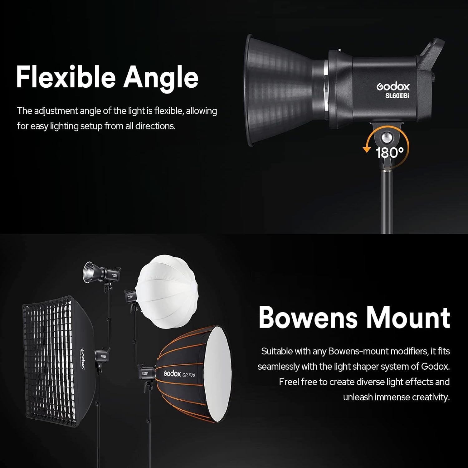 Gambar produk Godox Lampu Studio LED Fill Light 2.4G Wireless Bowens 5600K 70W - SL60IID