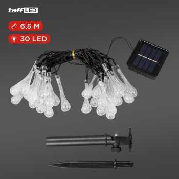 TaffLED Lampu Hias String Lights Raindrop Solar 30LED 6.5M Warm White - SP030 Gambar produk TaffLED Lampu Hias String Lights Raindrop Solar 30LED 6.5M Warm White - SP030