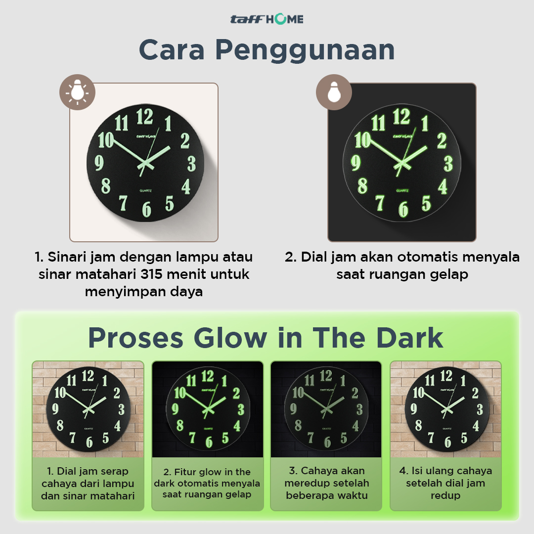 Gambar produk TaffHOME Jam Dinding Besar DIY Giant Clock Glow in The Dark 90-100cm - DIY-106