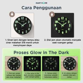 Gambar produk TaffHOME Jam Dinding Besar DIY Giant Clock Glow in The Dark 90-100cm - DIY-106