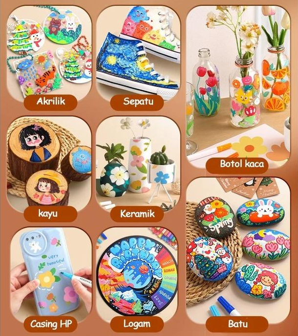 Gambar produk HUNJHYC Spidol Warna Anak Acrylic Marker Fine Tip Quick Dry Waterproof 24 Warna - GB8801