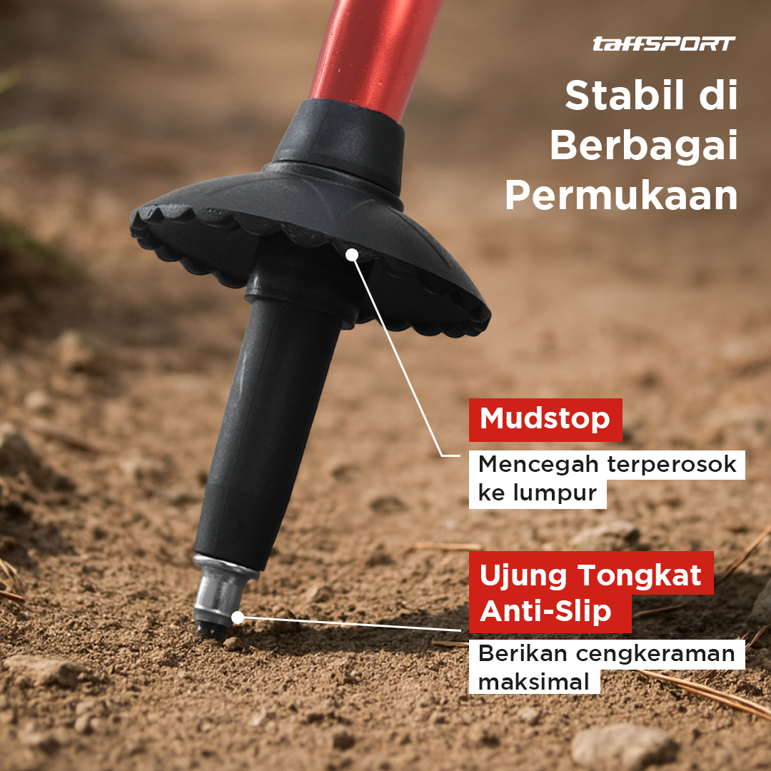 Gambar produk TaffSPORT Tongkat Hiking Telescopic Trekking Pole Aluminium 135cm - X-11