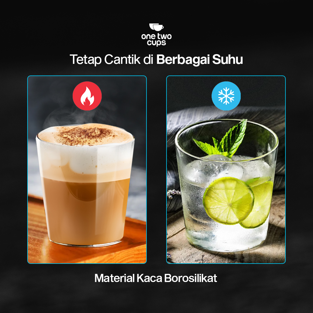 Gambar produk One Two Cups Gelas Whisky Cocktail Thin Bottom Style Rock Glass 320ml - UK32