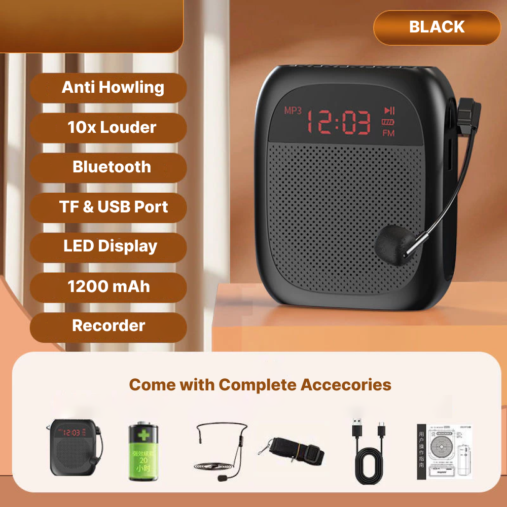 Little Bee Speaker Pinggang Bluetooth Voice Amplifier LED Wired 10W - YW-166U Gambar produk Little Bee Speaker Pinggang Bluetooth Voice Amplifier LED Wired 10W - YW-166U