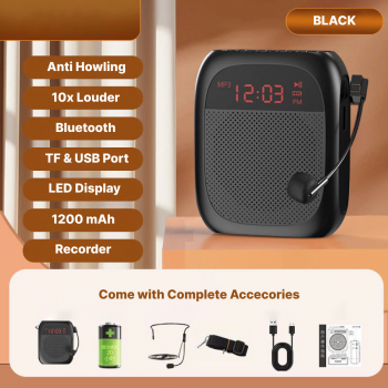 Little Bee Speaker Pinggang Bluetooth Voice Amplifier LED Wired 10W - YW-166U