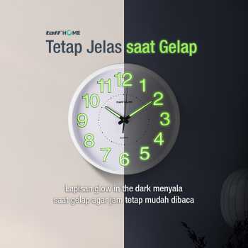 Gambar produk TaffHOME Jam Dinding Bulat Quartz Luminous Glow in The Dark 30cm MDB4
