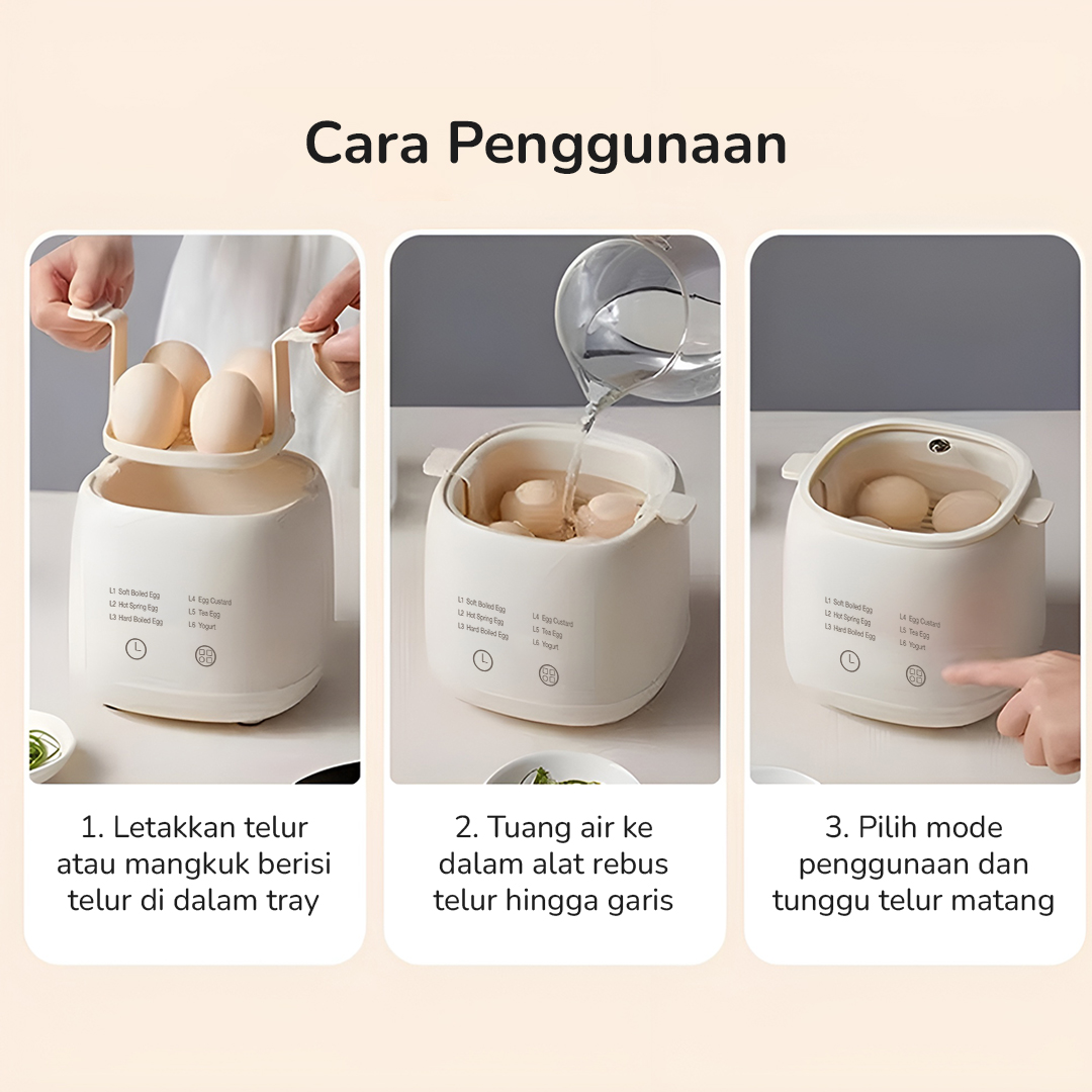 Gambar produk ONE MORE Alat Rebus Telur Elektrik 9 Slot Egg Steamer 220V - LG-803
