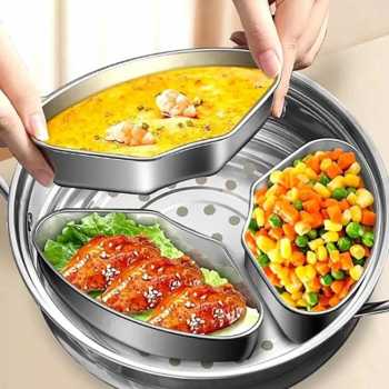 Gambar produk LABRIMP Mangkok Kukus Stainless Steel 410 Steaming Bowl with Lid 3 PCS - LB-300
