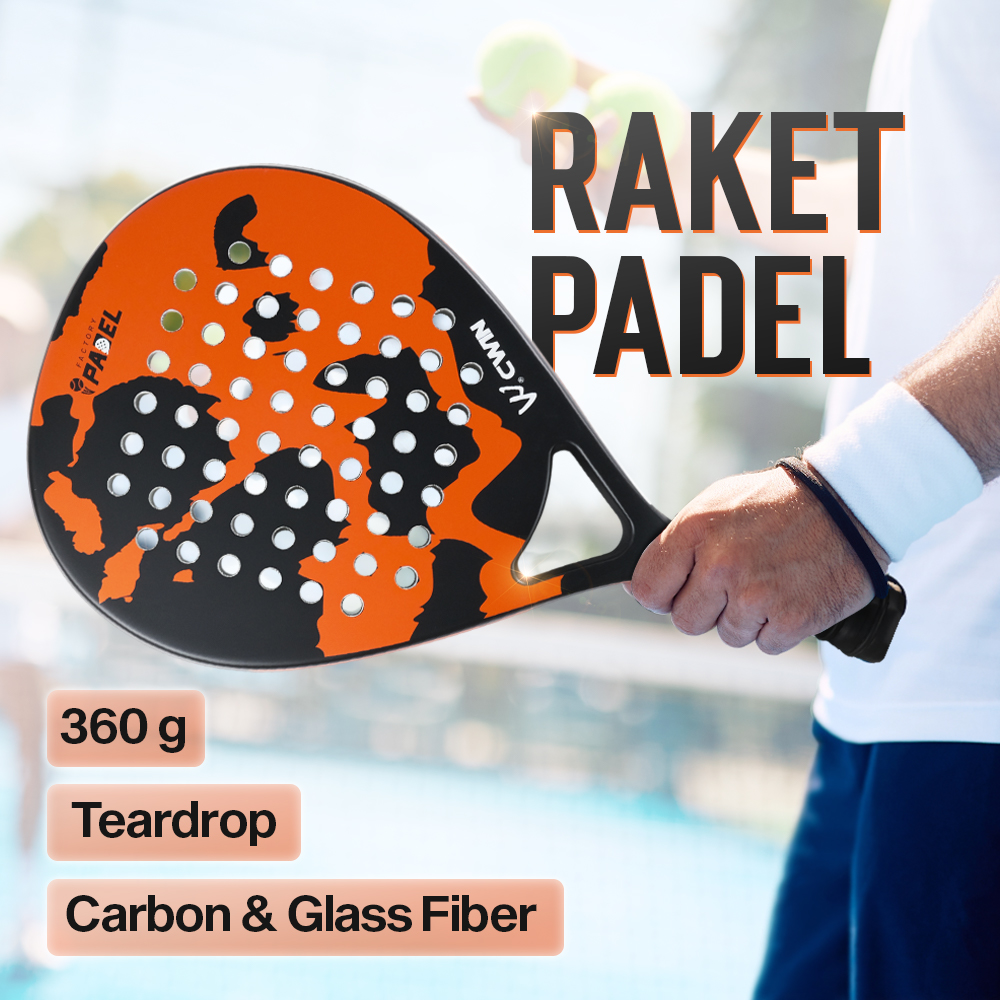 Gambar produk CWIN Raket Padel Teardrop Carbon Glass Fiber 3.8cm Thickness 360g - 4003