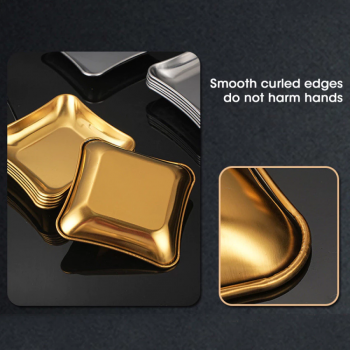 Gambar produk Aihogard Piring Makan Stainless Steel Square Korean Style 13cm - AG130