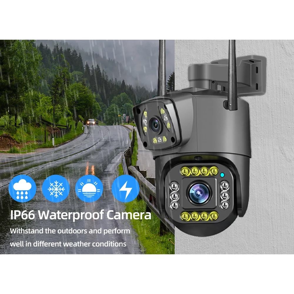 Gambar produk V380 Pro Kamera CCTV Dual Lens Outdoor Two Way Audio WiFi IP66 4MP - IPC-V380-V10