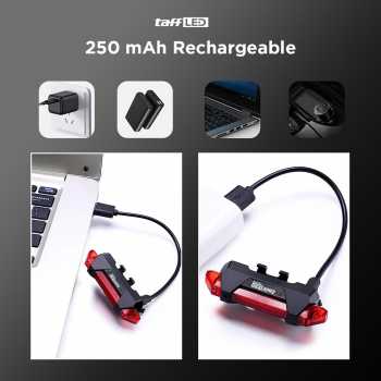 Gambar produk TaffLED Lampu Belakang Sepeda LED USB Rechargeable 250mAh 15 Lumens - DC-918