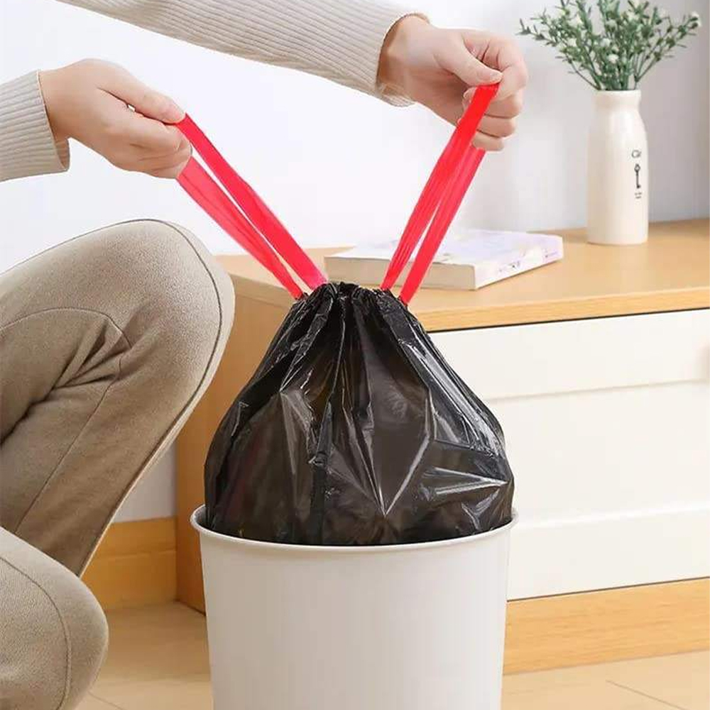 Gambar produk TRASU Kantong Plastik Sampah Tali Drawstring Trash Bag 45x50cm 75 PCS - TR-75