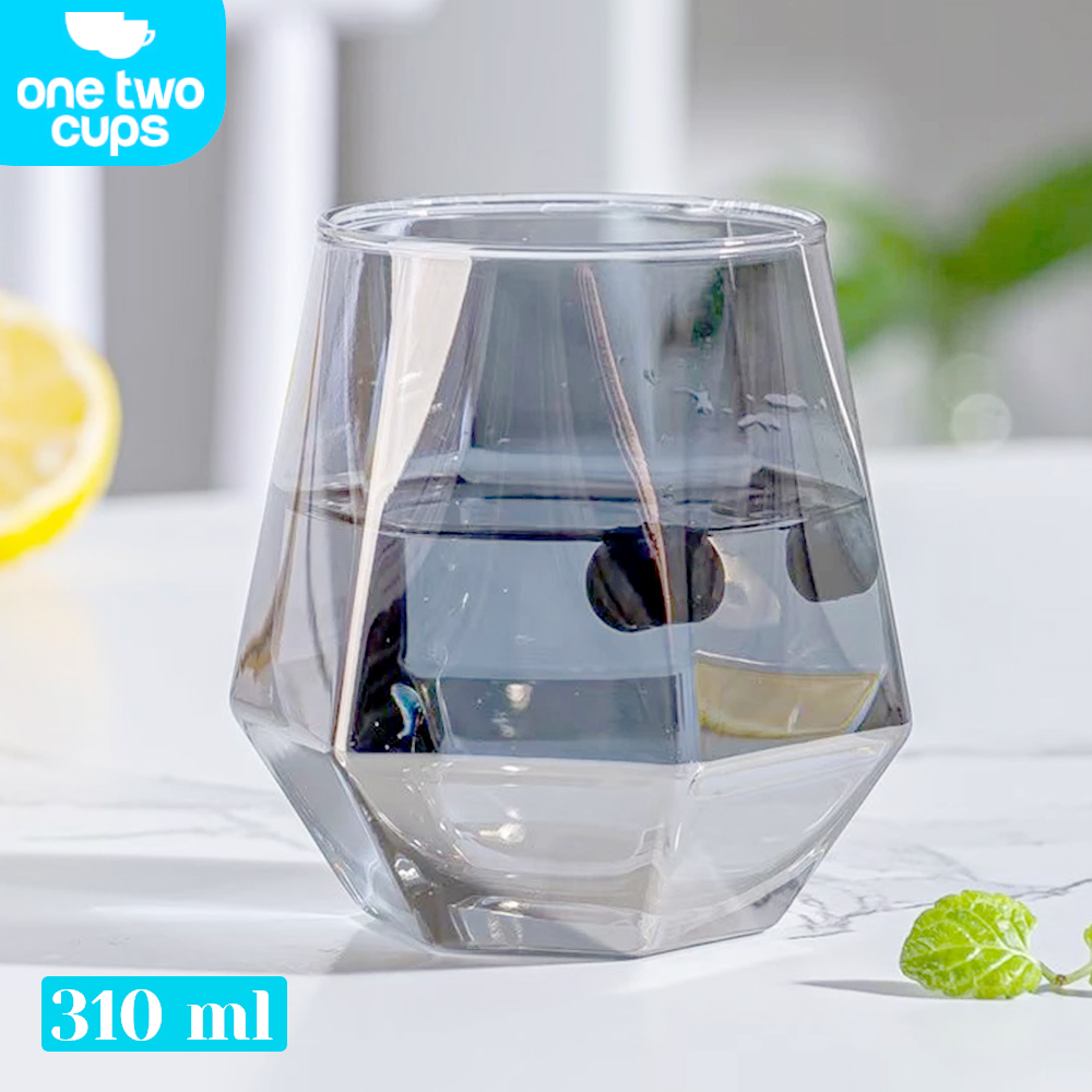 One Two Cups Gelas Kaca Aesthetic Kopi Teh Diamond Crystal Glass 310ml Style 1 - GW107 Gambar produk One Two Cups Gelas Kaca Aesthetic Kopi Teh Diamond Crystal Glass 310ml Style 1 - GW107