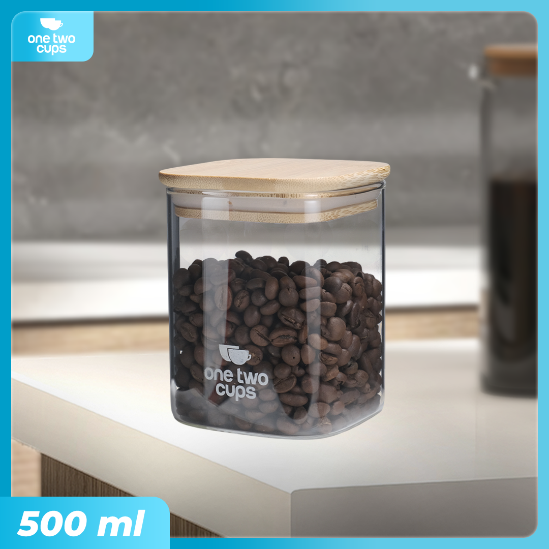 Gambar produk One Two Cups Toples Kaca Penyimpanan Makanan Kedap Udara Storage Jar 500ml - HC1019