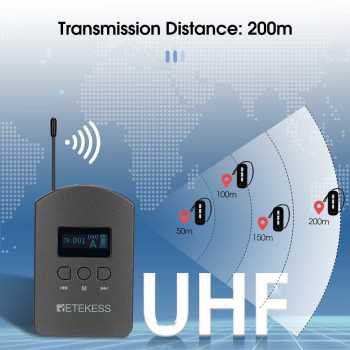 RETEKESS Audio Tour Guide Wireless Transmitter 36 Channel Mic 1900mAh - TT112