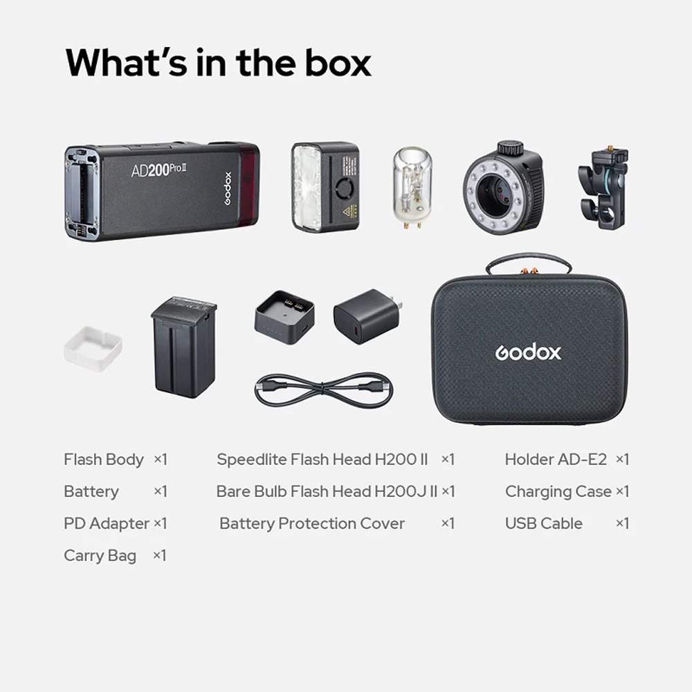Gambar produk Godox Flash Camera Wireless 2.4GHz TTL 3in1 Color 2980mAh 200Ws - AD200PROII