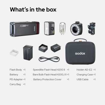 Gambar produk Godox Flash Camera Wireless 2.4GHz TTL 3in1 Color 2980mAh 200Ws - AD200PROII
