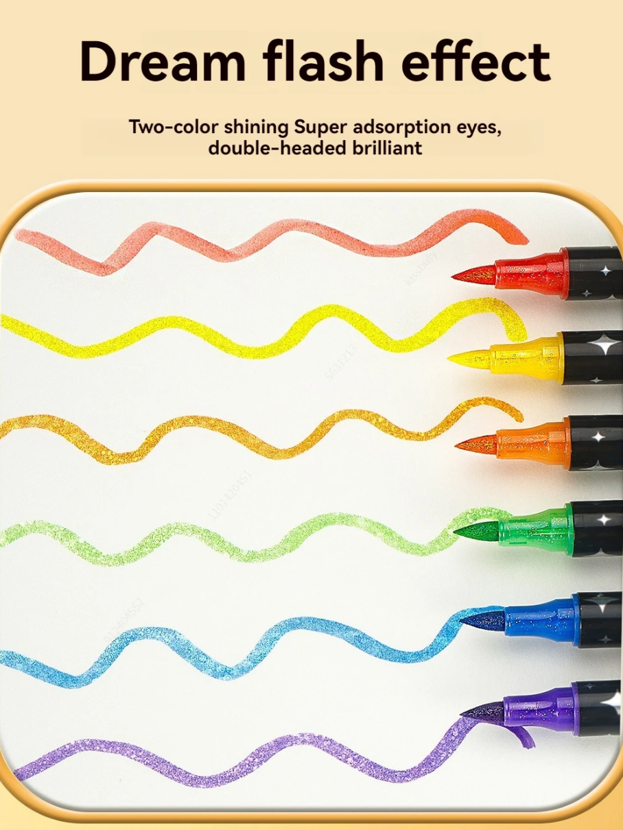 Gambar produk Kolorowy Spidol Warna Glitter Dual Tip Watercolor Set 24 Colors 12 PCS - 88635
