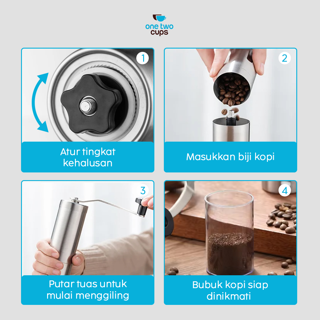 One Two Cups Alat Penggiling Kopi Manual Coffee Grinder Adjustable - OTC48 Gambar produk One Two Cups Alat Penggiling Kopi Manual Coffee Grinder Adjustable - OTC48