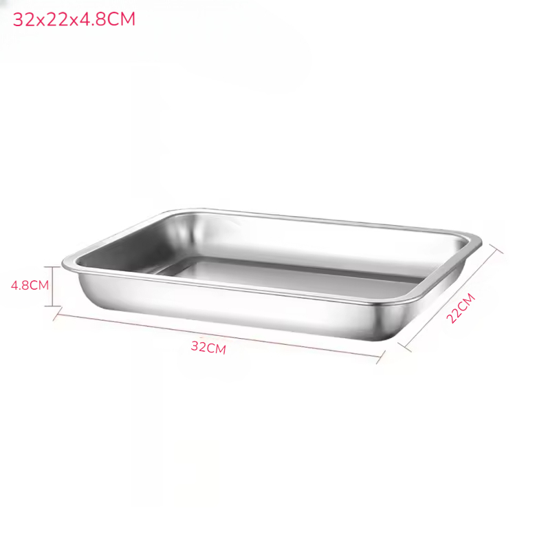 Gambar produk Panina Tray Baki Nampan Makanan Food Container Kitchen Stainless 304 32x22x4.8cm - PN50