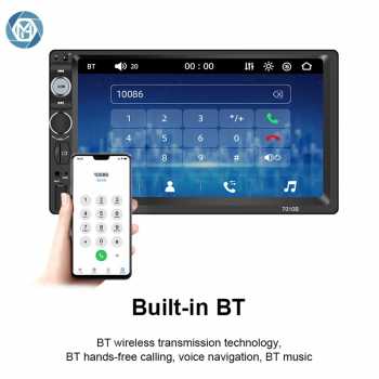 Gambar produk BQCC Head Unit Tape Mobil 2DIN Wireless CarPlay Android Auto 7 Inch - F7010C