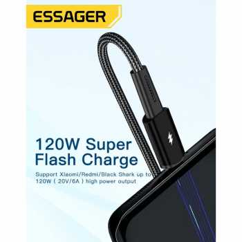ESSAGER Kabel Data USB Type A to Type C Fast Charging 120W 6A 2M - EXC120-CG01-P Gambar produk ESSAGER Kabel Data USB Type A to Type C Fast Charging 120W 6A 2M - EXC120-CG01-P