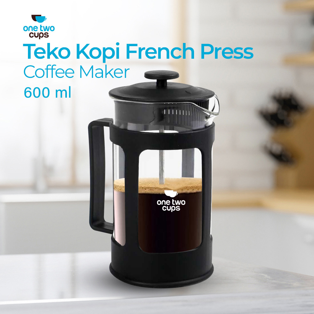 Gambar produk One Two Cups French Press Coffee Maker Pot Plunger Glass 600ml - KG73I