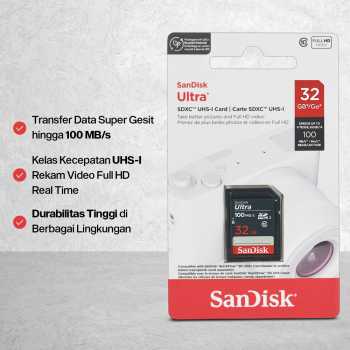 Gambar produk SanDisk Ultra SDHC/XC UHS-I Card Class 10 100MB/s 32GB - SDSDUNR-GN3IN