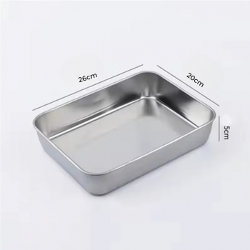 Eggy Loyang Nampan Tray Grill Pan Oven Baking Stainless Steel 430 26x20x5cm - EG36 Gambar produk Eggy Loyang Nampan Tray Grill Pan Oven Baking Stainless Steel 430 26x20x5cm - EG36