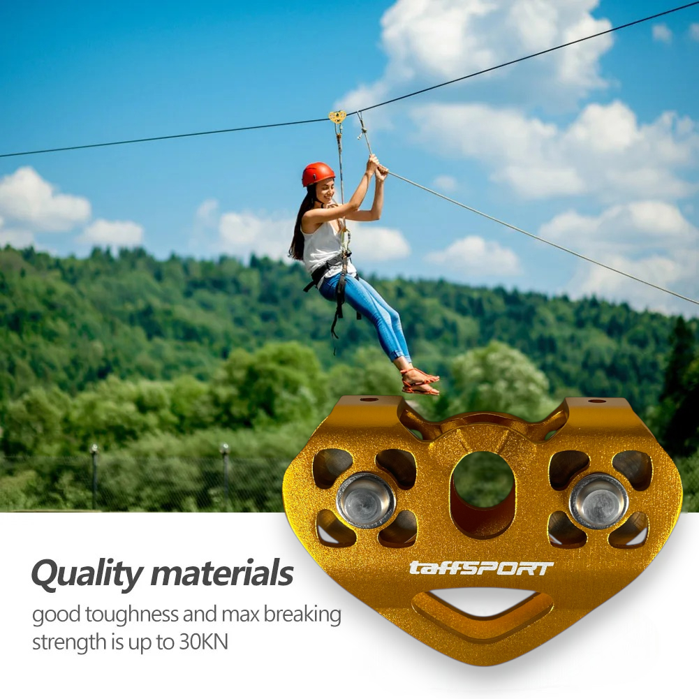 Gambar produk TaffSPORT Double Pulley Tandem Zipline Smooth Surface Aluminium 30kN - ZWA006