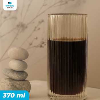 One Two Cups Gelas Kaca Aesthetic Kopi Teh Simple Stripe Glass - IN-34