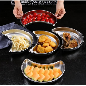 Gambar produk ATH Nampan Tray Mangkuk Makanan Bulan Sabit Stainless 201 25x16x3cm - AT25