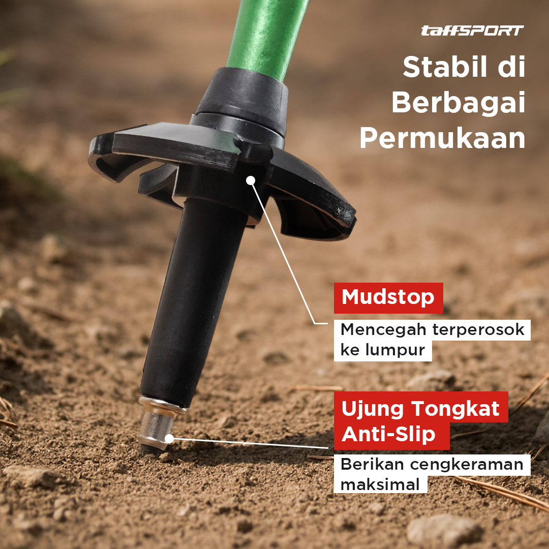 Gambar produk TaffSPORT Tongkat Hiking Lipat Trekking Pole Aluminium Alloy 110cm - 101
