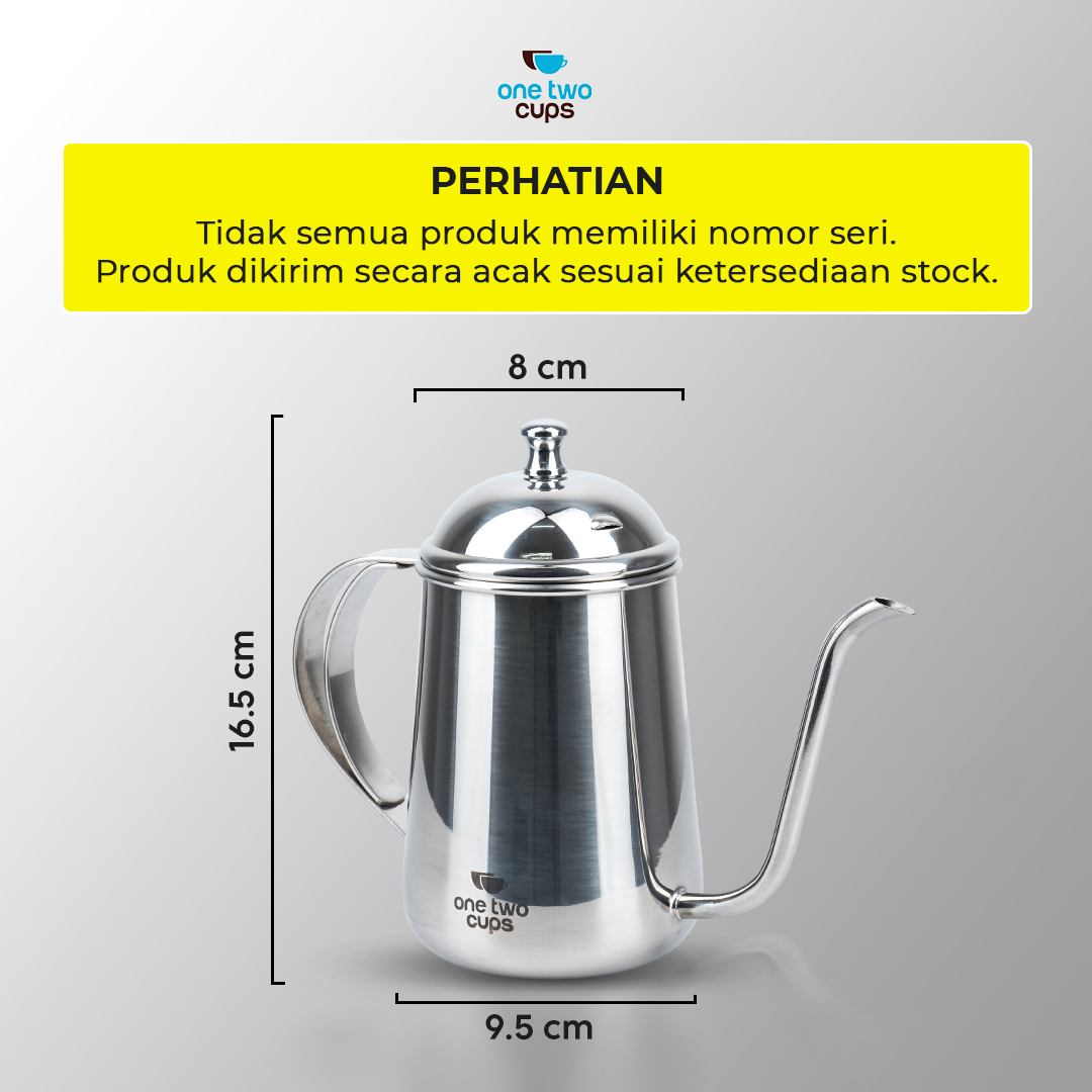 One Two Cups Teko Kopi Leher Angsa Pour Over Kettle Stainless Steel 650ml - HS4011 Gambar produk One Two Cups Teko Kopi Leher Angsa Pour Over Kettle Stainless Steel 650ml - HS4011