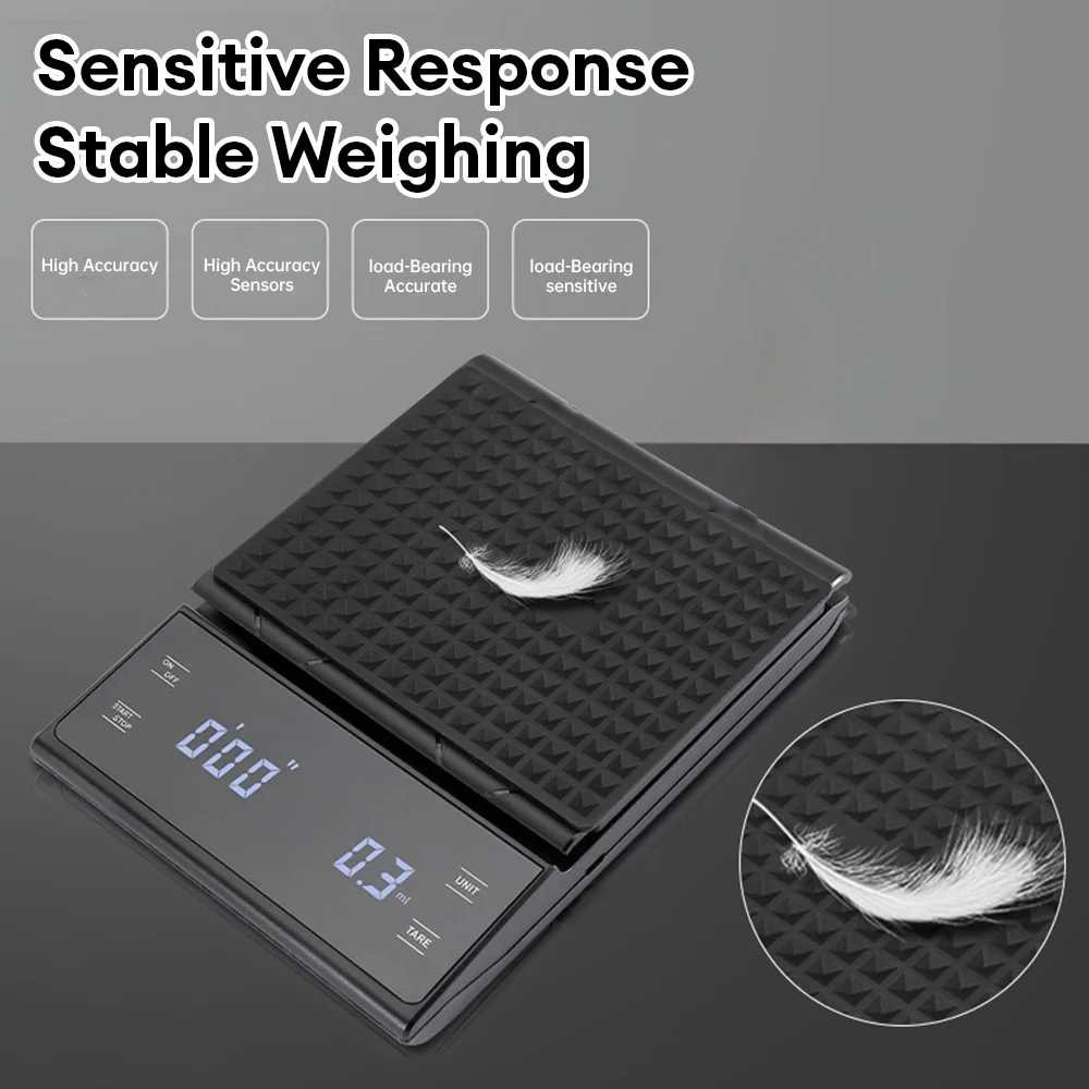 Gambar produk SCALI Timbangan Kopi Digital Timer Coffee Scale Rechargeable 3kg 0.1g - EK6002
