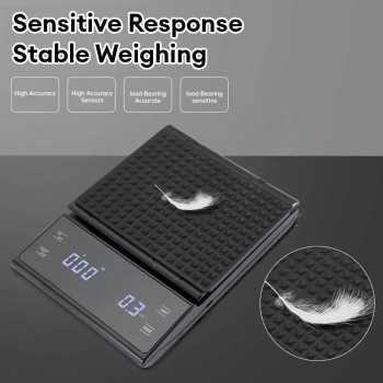 Gambar produk SCALI Timbangan Kopi Digital Timer Coffee Scale Rechargeable 3kg 0.1g - EK6002